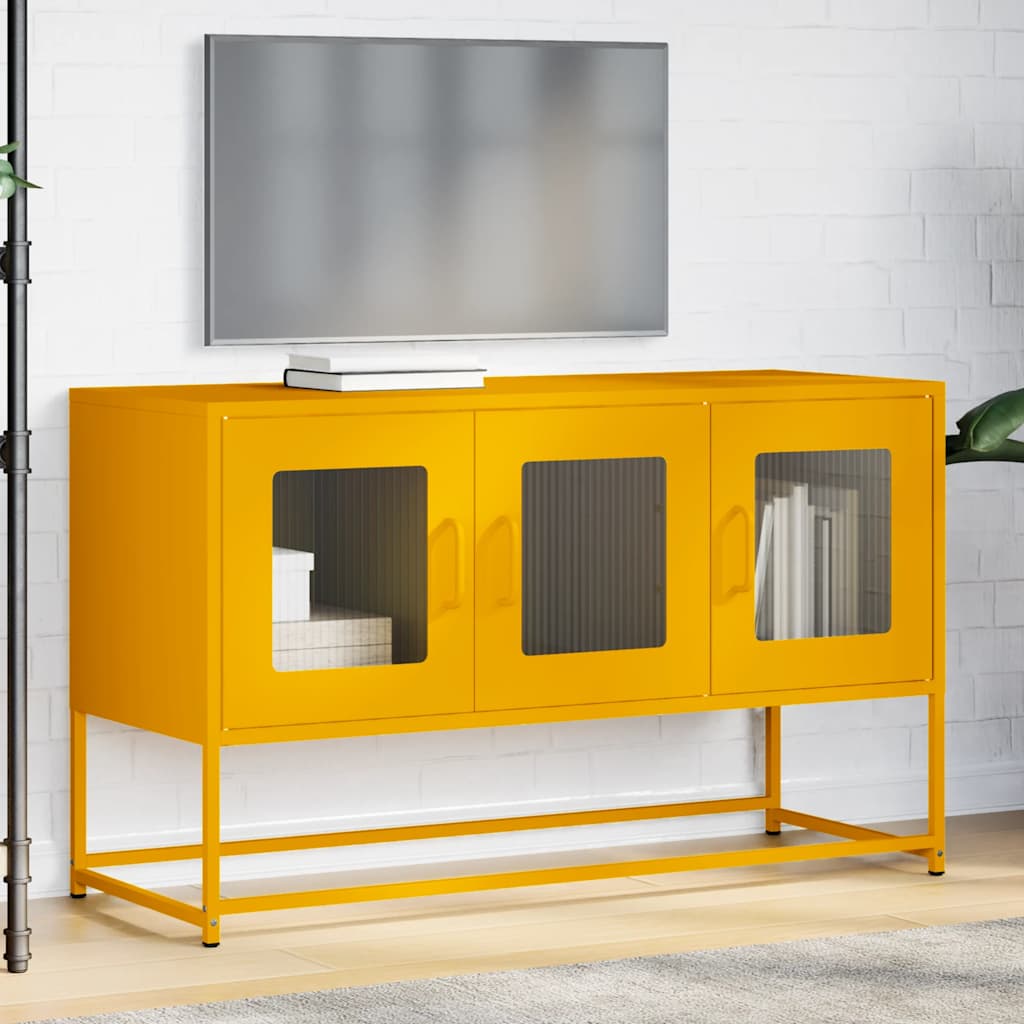 TV-skab Sennep Gul 100,5x39x60,5 cm Koldvalset stål