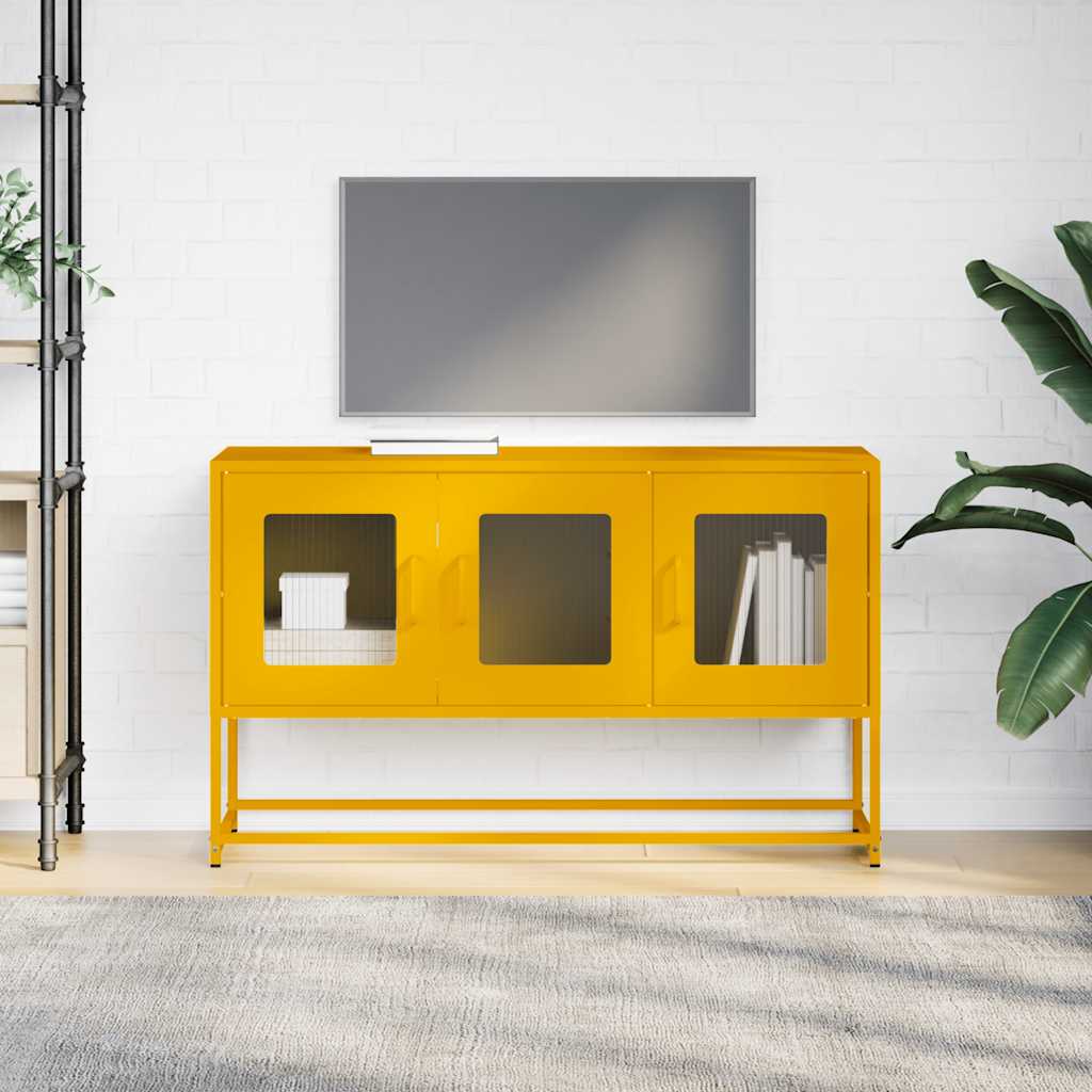 TV-skab Sennep Gul 100,5x39x60,5 cm Koldvalset stål