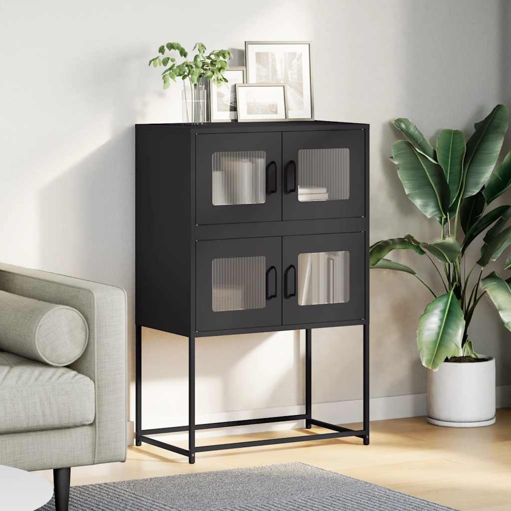 Highboard Sort 68x39x107 cm Stål