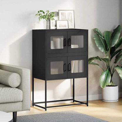 Highboard Sort 68x39x107 cm Stål