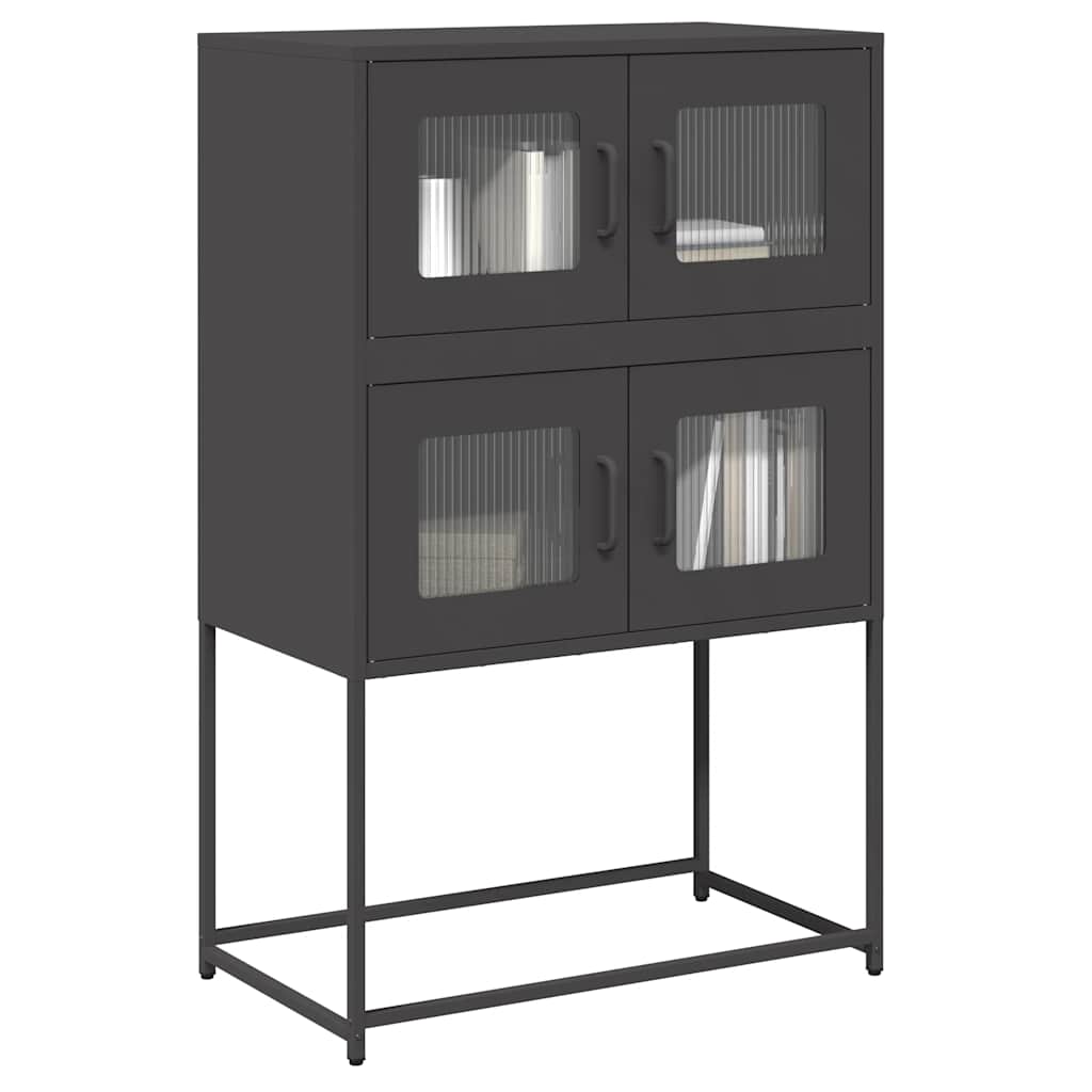 Highboard Sort 68x39x107 cm Stål