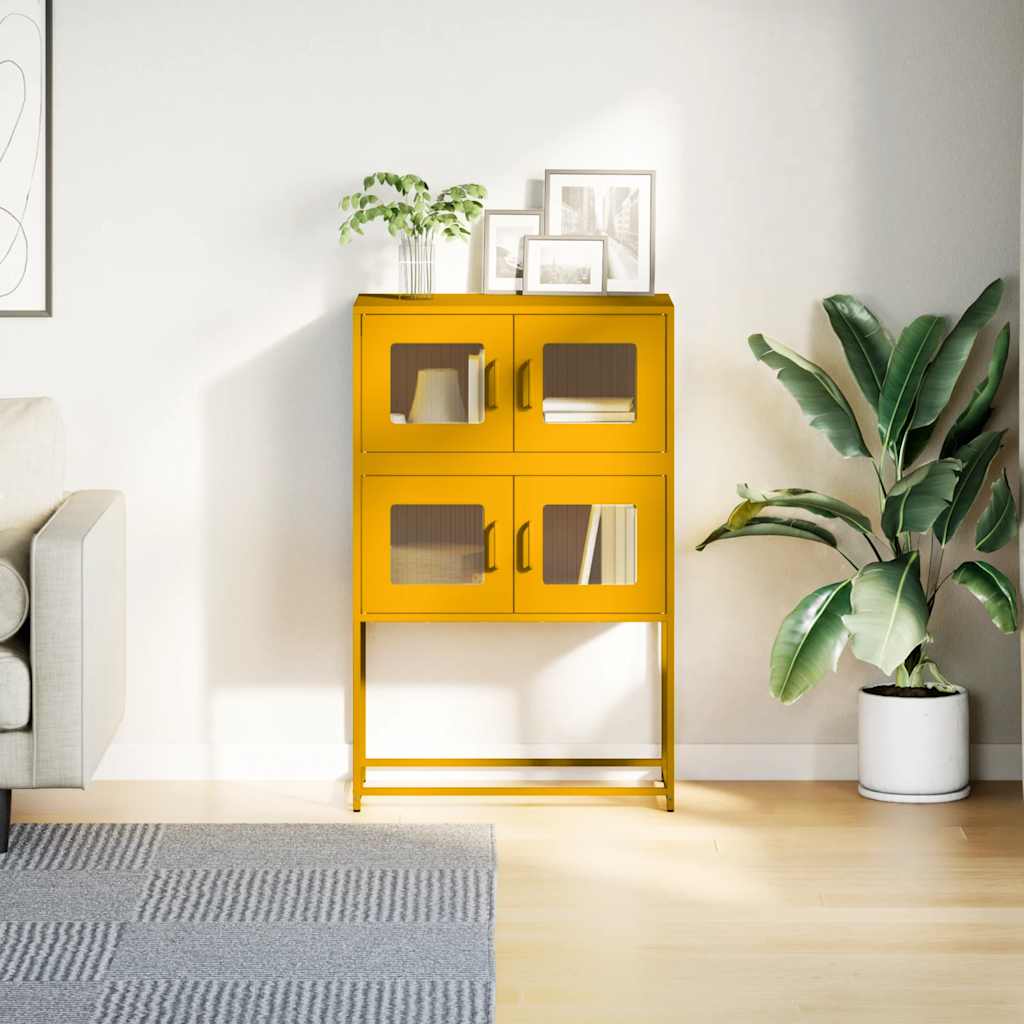 Highboard Sennep Gul 68x39x107 cm Stål