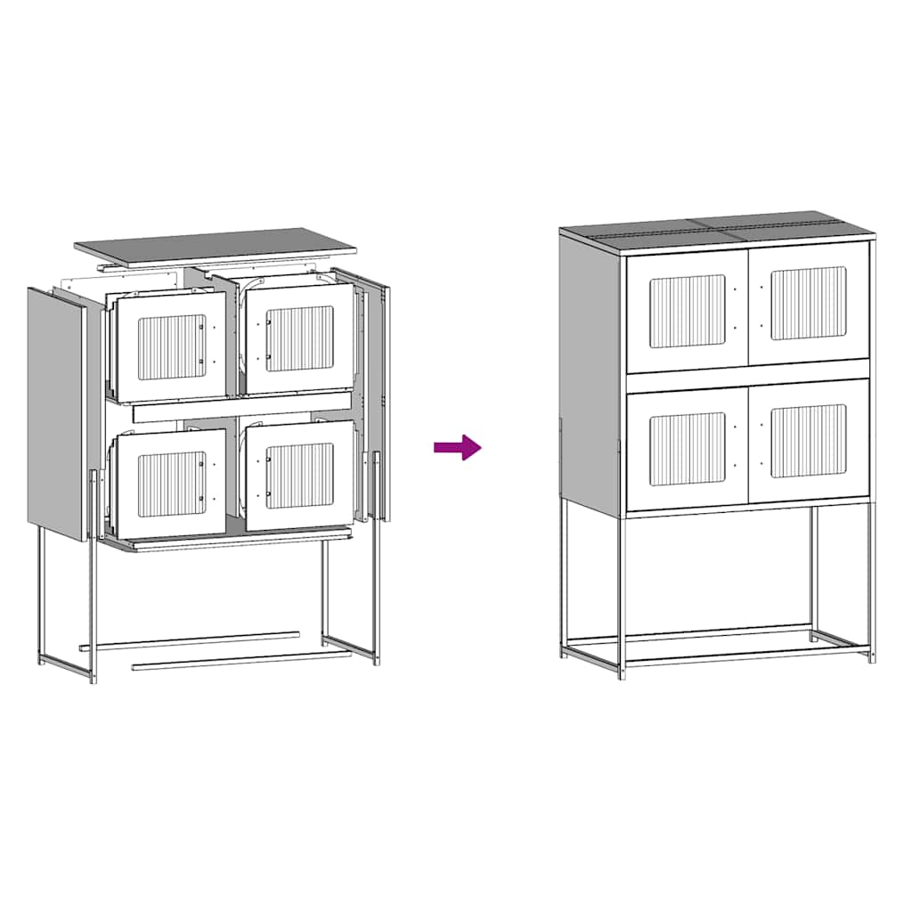 Highboard Sennep Gul 68x39x107 cm Stål