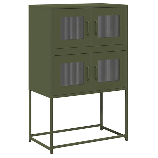 Highboard Olivengrøn 68x39x107 cm Stål