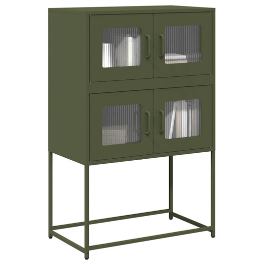 Highboard Olivengrøn 68x39x107 cm Stål