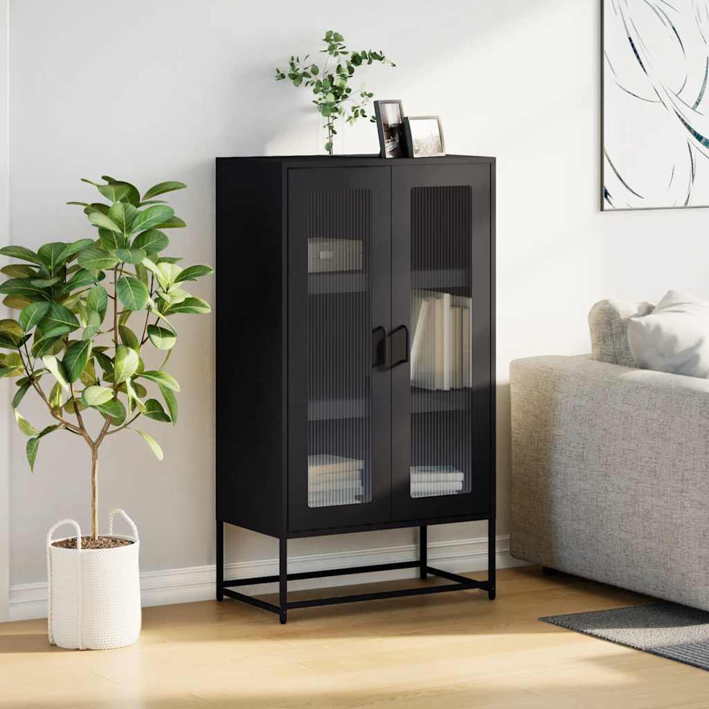 Highboard Sort 68x39x123 cm Stål