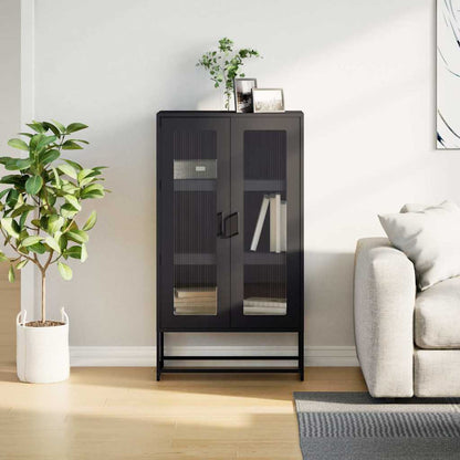 Highboard Sort 68x39x123 cm Stål