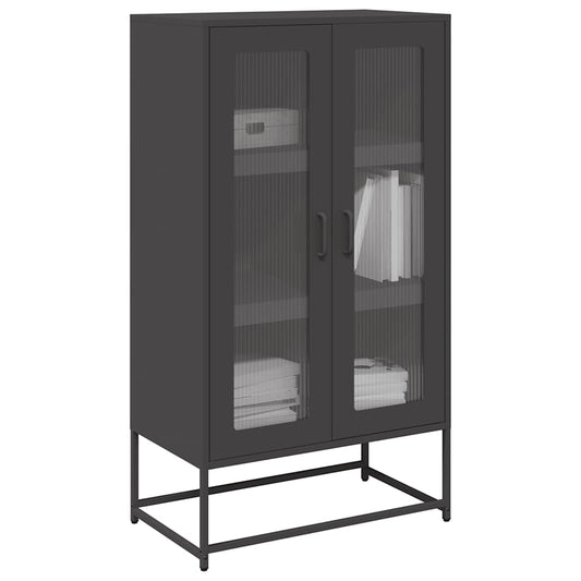 Highboard Sort 68x39x123 cm Stål