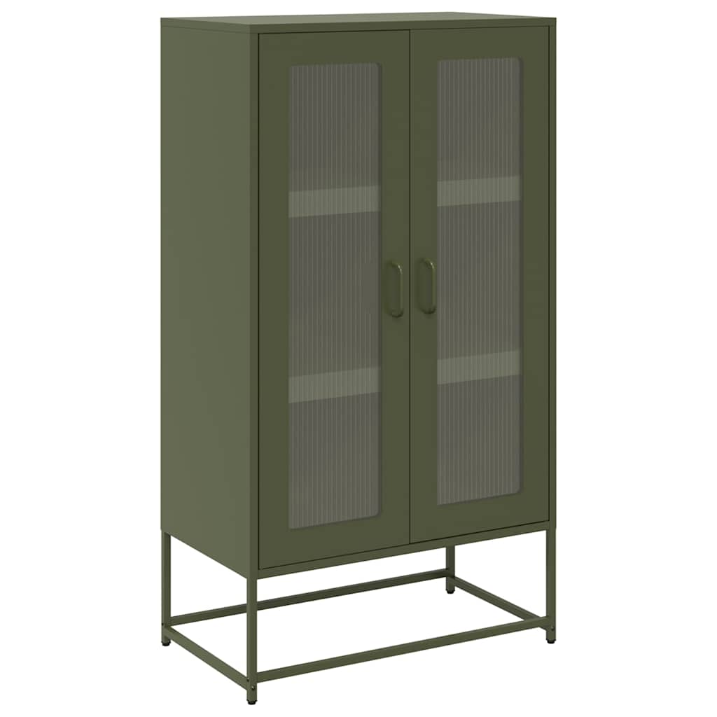 Highboard Olivengrøn 68x39x123 cm Stål