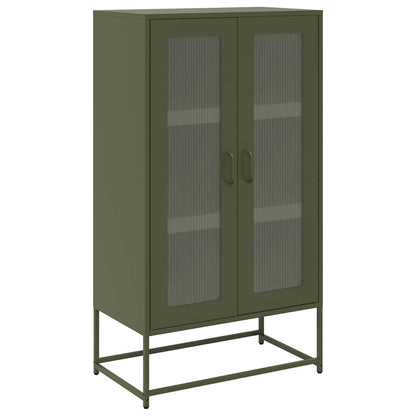 Highboard Olivengrøn 68x39x123 cm Stål