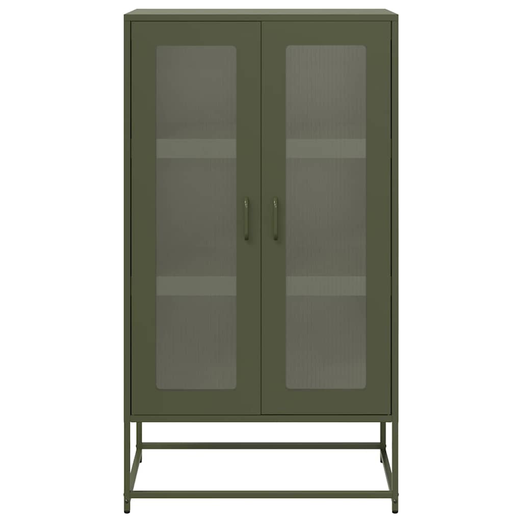Highboard Olivengrøn 68x39x123 cm Stål