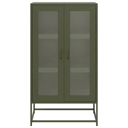 Highboard Olivengrøn 68x39x123 cm Stål