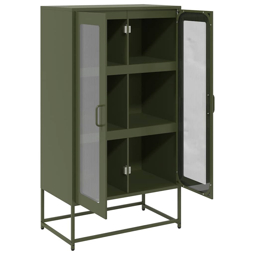 Highboard Olivengrøn 68x39x123 cm Stål