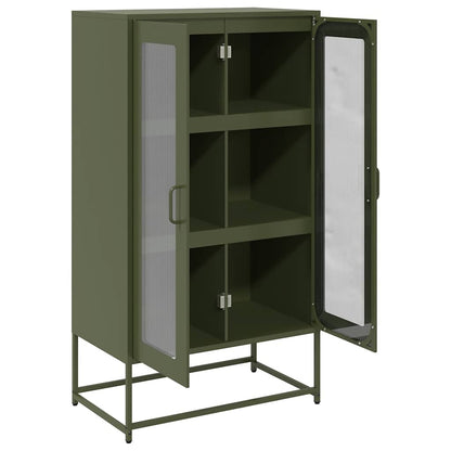 Highboard Olivengrøn 68x39x123 cm Stål