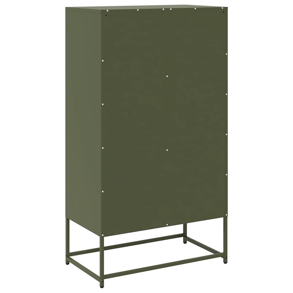 Highboard Olivengrøn 68x39x123 cm Stål