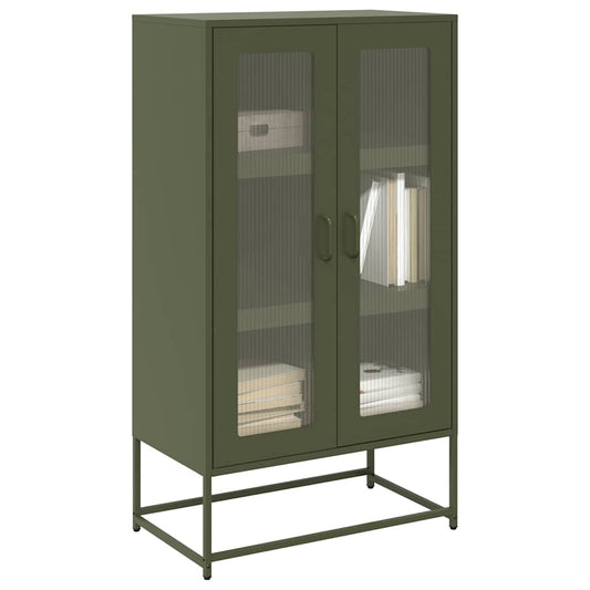 Highboard Olivengrøn 68x39x123 cm Stål