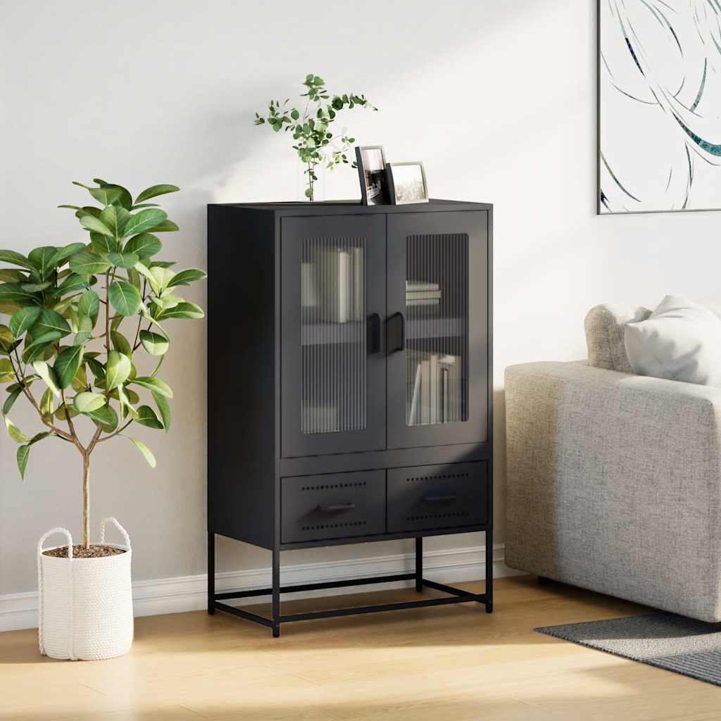 Highboard Sort 68x39x111,5 cm Stål