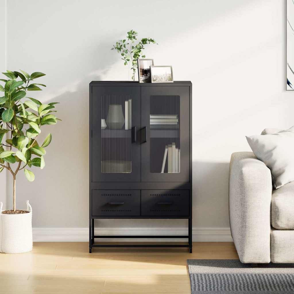 Highboard Sort 68x39x111,5 cm Stål