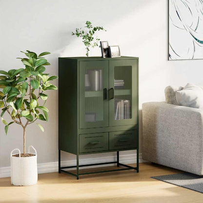 Highboard Olivengrøn 68x39x111,5 cm Stål