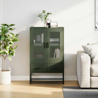 Highboard Olivengrøn 68x39x111,5 cm Stål