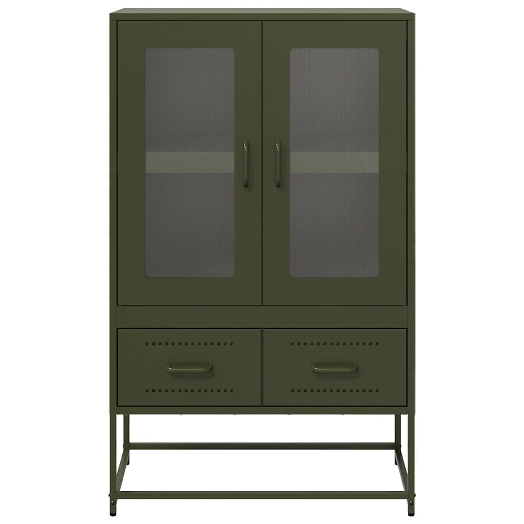 Highboard Olivengrøn 68x39x111,5 cm Stål