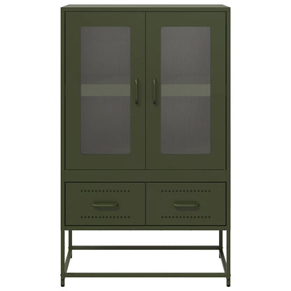 Highboard Olivengrøn 68x39x111,5 cm Stål