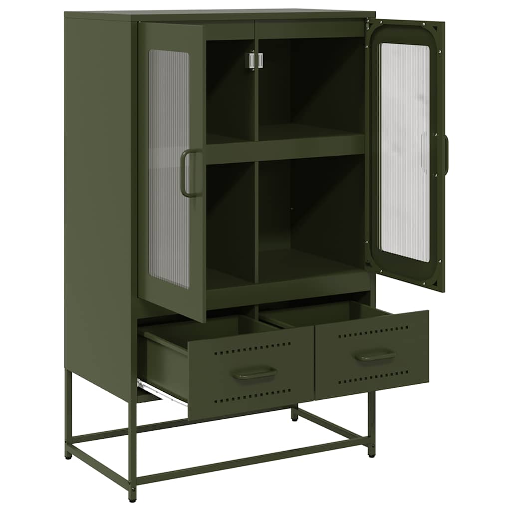 Highboard Olivengrøn 68x39x111,5 cm Stål