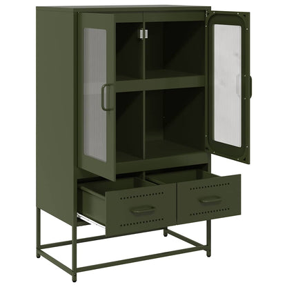 Highboard Olivengrøn 68x39x111,5 cm Stål