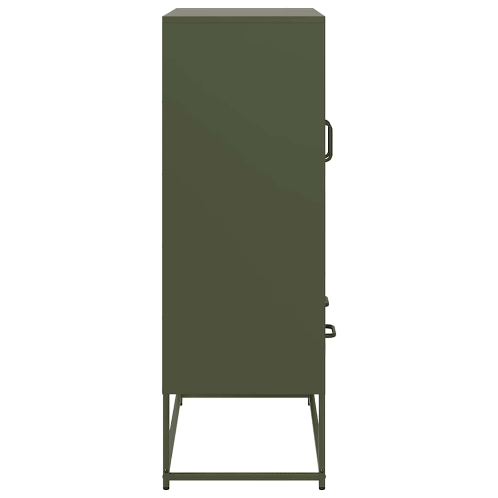 Highboard Olivengrøn 68x39x111,5 cm Stål