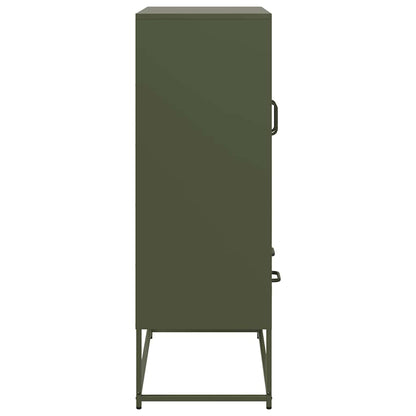 Highboard Olivengrøn 68x39x111,5 cm Stål