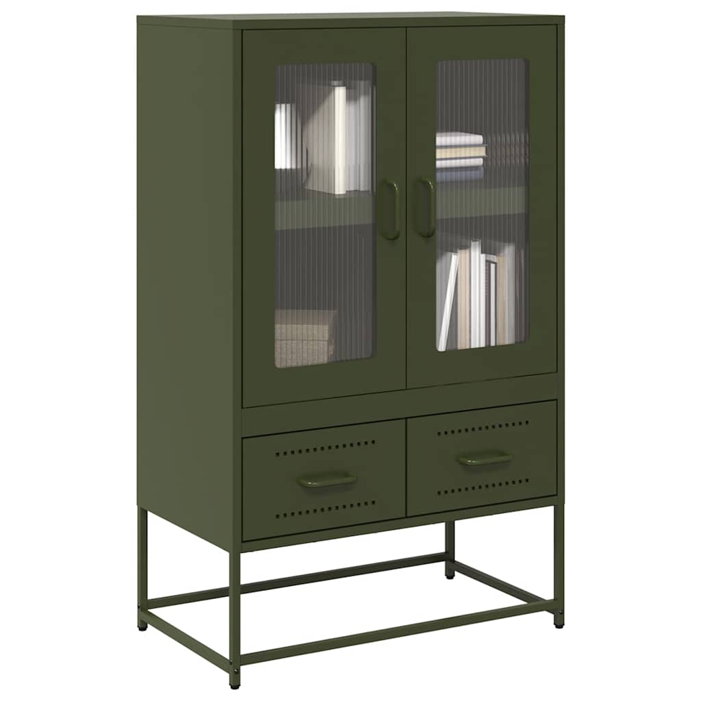 Highboard Olivengrøn 68x39x111,5 cm Stål