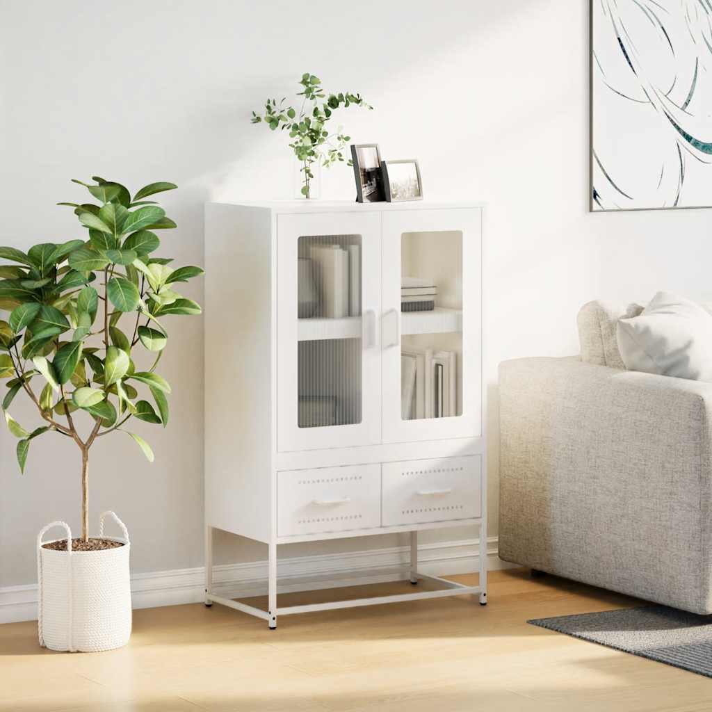 Highboard Hvid 68x39x111,5 cm Stål