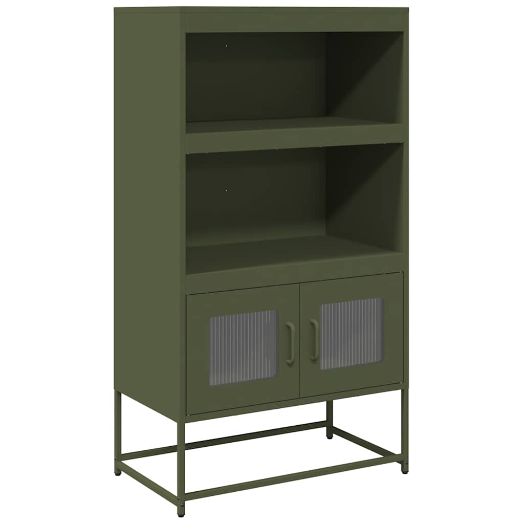 Highboard Olivengrøn 68x39x123 cm Stål