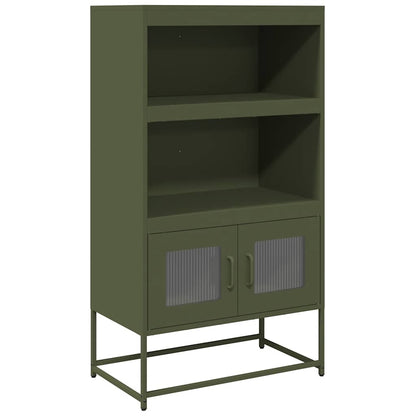 Highboard Olivengrøn 68x39x123 cm Stål