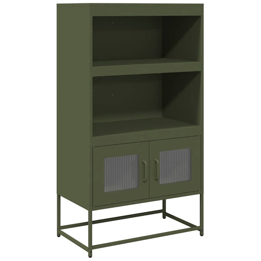 Highboard Olivengrøn 68x39x123 cm Stål