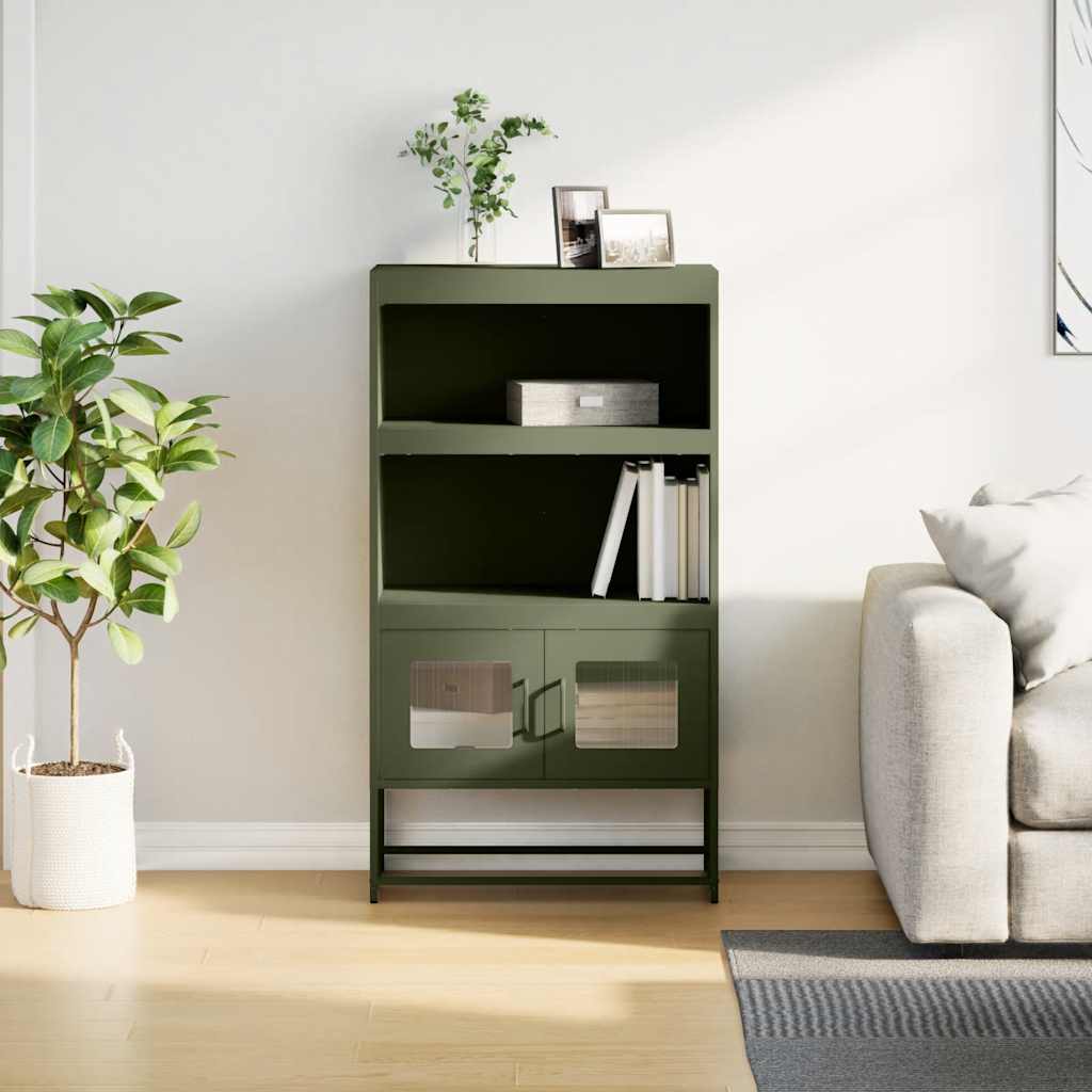 Highboard Olivengrøn 68x39x123 cm Stål