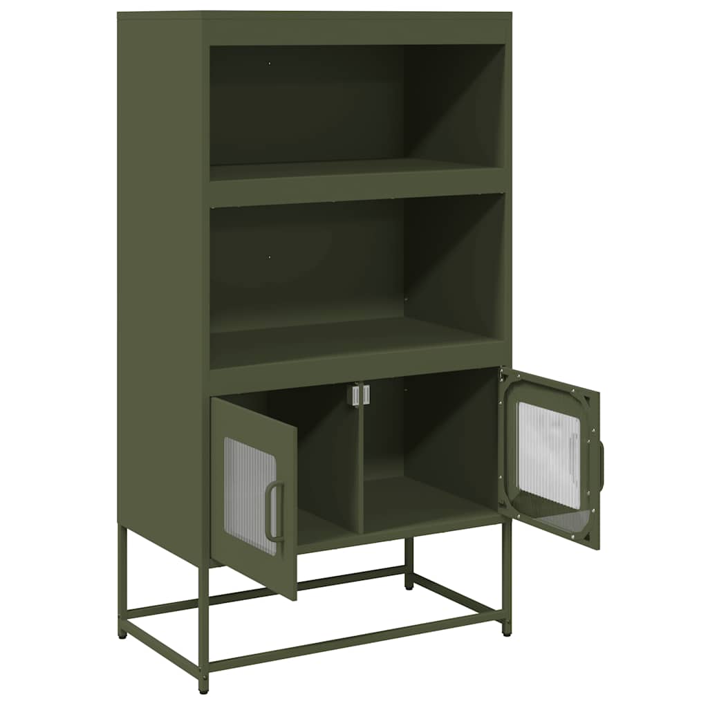 Highboard Olivengrøn 68x39x123 cm Stål