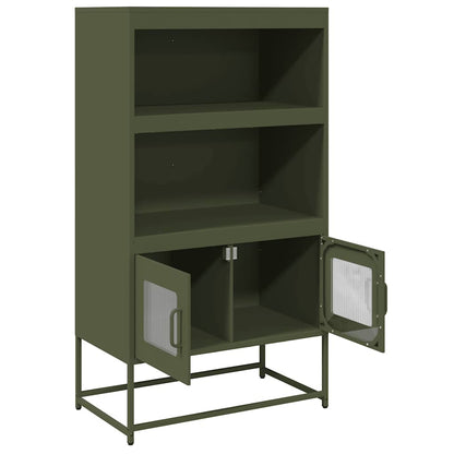 Highboard Olivengrøn 68x39x123 cm Stål