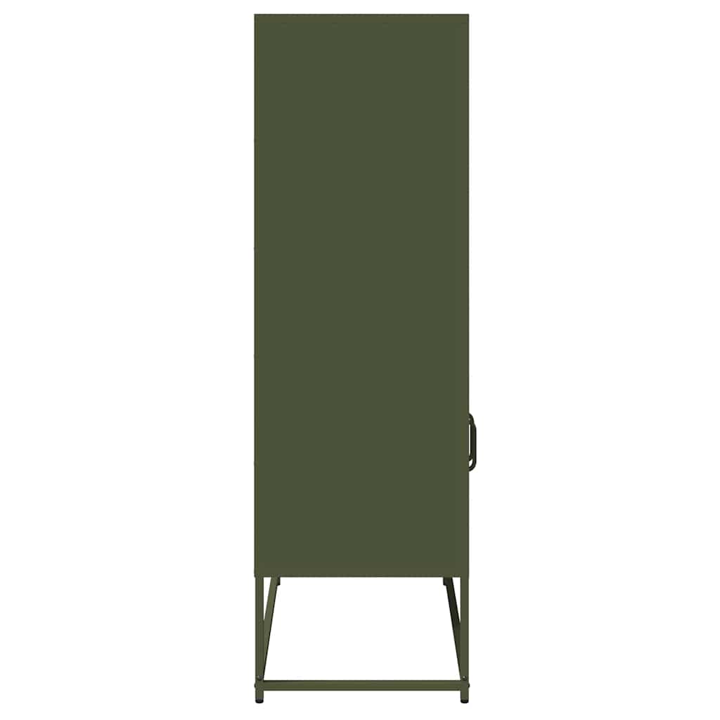 Highboard Olivengrøn 68x39x123 cm Stål