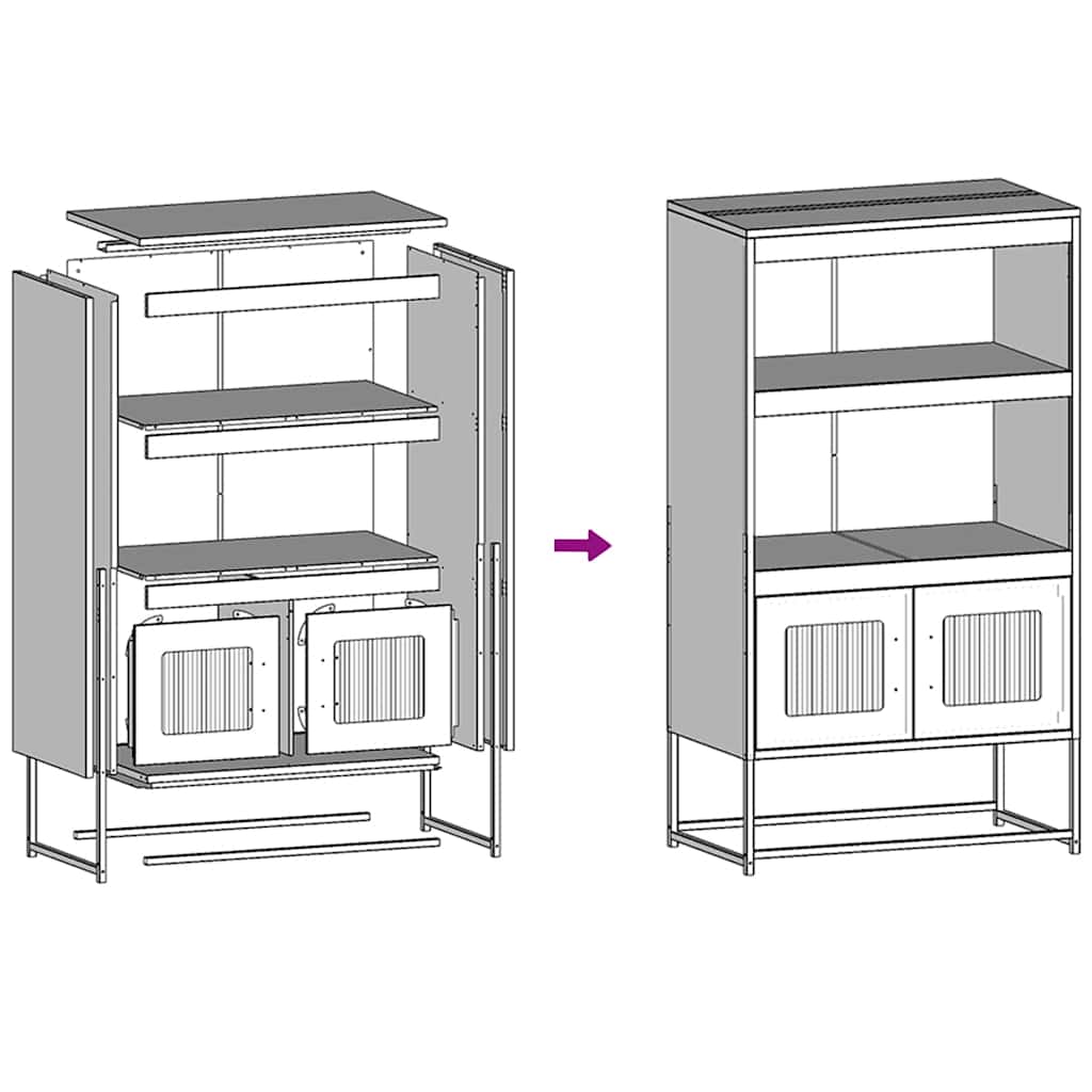 Highboard Olivengrøn 68x39x123 cm Stål