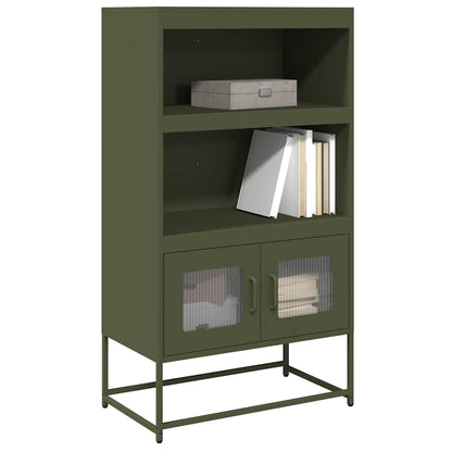 Highboard Olivengrøn 68x39x123 cm Stål
