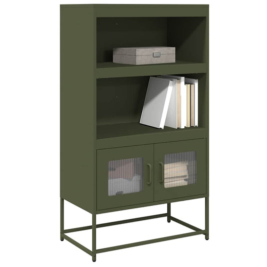 Highboard Olivengrøn 68x39x123 cm Stål