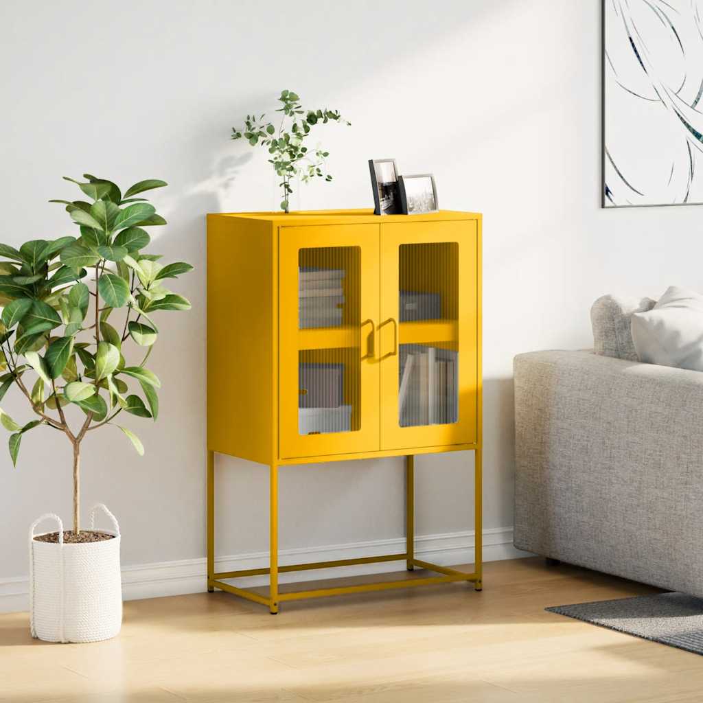 Highboard Sennep Gul 68x39x107 cm Stål