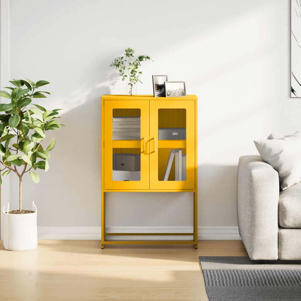 Highboard Sennep Gul 68x39x107 cm Stål