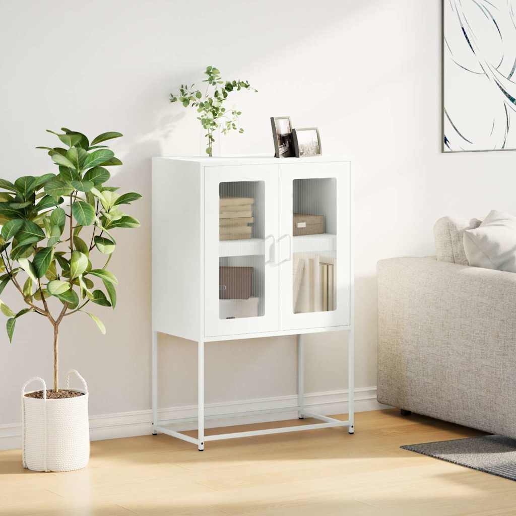 Highboard Hvid 68x39x107 cm Stål
