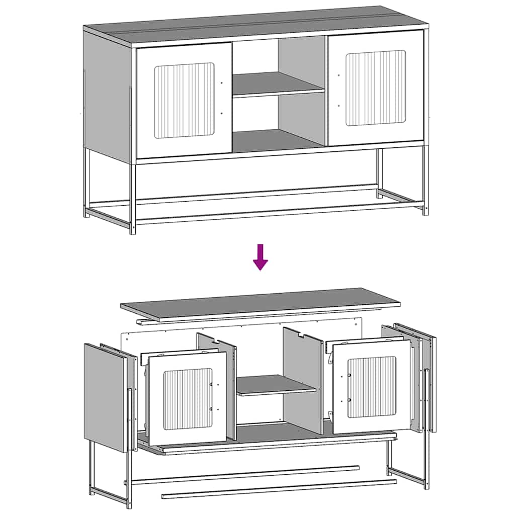 TV-skab Sennep Gul 100,5x39x60,5 cm Stål