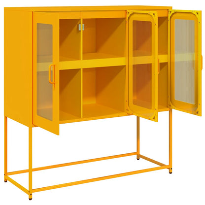 Sideboard Senfgelb 100,5x39x107 cm Kaltgewalzter Stahl
