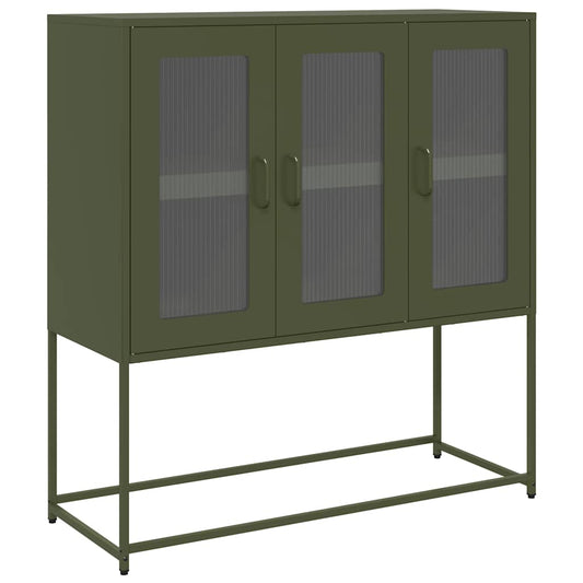 Sideboard Olivgrün 100,5x39x107 cm Kaltgewalzter Stahl