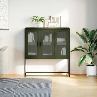 Sideboard Olivgrün 100,5x39x107 cm Kaltgewalzter Stahl