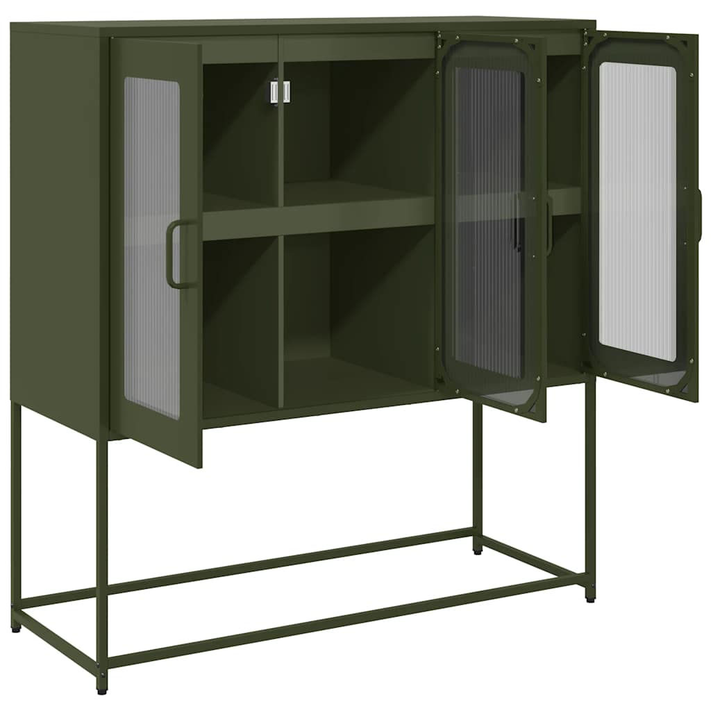 Sideboard Olivgrün 100,5x39x107 cm Kaltgewalzter Stahl